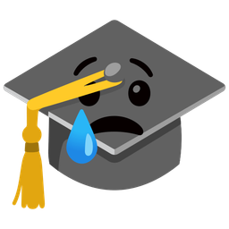 graduation cap and crying face