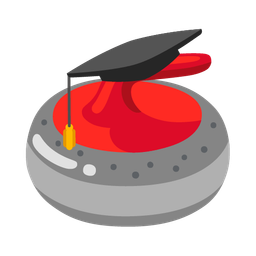 graduation cap and curling stone