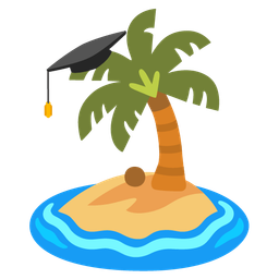 graduation cap and desert island