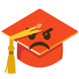 graduation cap and enraged face