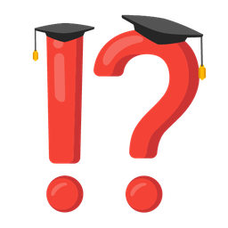 graduation cap and exclamation question mark