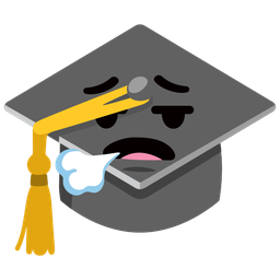 graduation cap and face exhaling