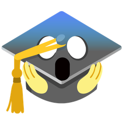 graduation cap and face screaming in fear