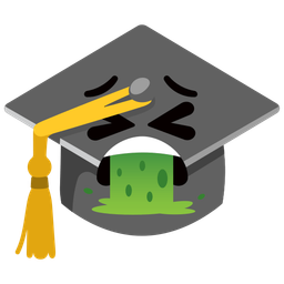 graduation cap and face vomiting