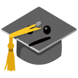 graduation cap and face with diagonal mouth