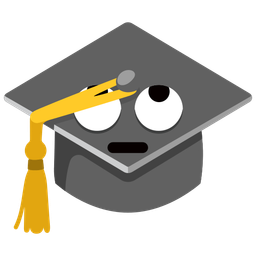 graduation cap and face with rolling eyes