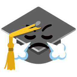 graduation cap and face with steam from nose