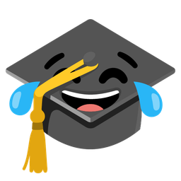 Graduation cap and Face with tears of joy