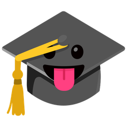Graduation cap and Face with tongue