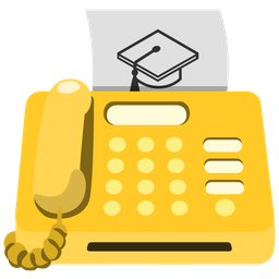 graduation cap and fax machine
