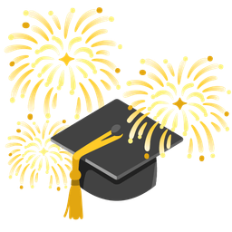 graduation cap and fireworks