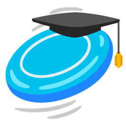 graduation cap and flying disc