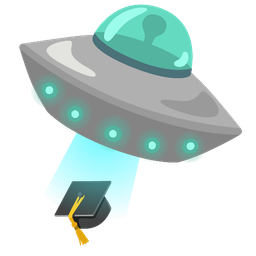 graduation cap and flying saucer