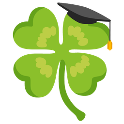 graduation cap and four leaf clover