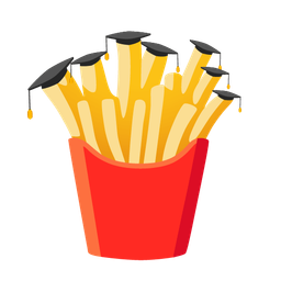 graduation cap and french fries