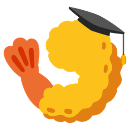 graduation cap and fried shrimp