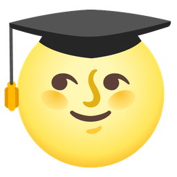 graduation cap and full moon face