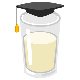 graduation cap and glass of milk