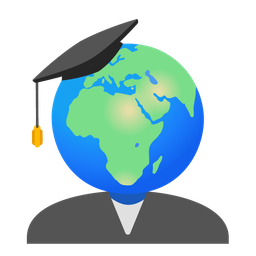graduation cap and globe showing Europe-Africa