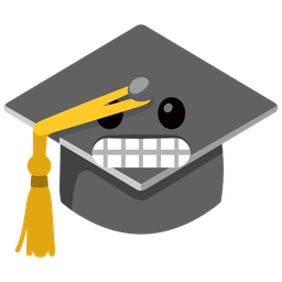 graduation cap and grimacing face