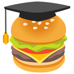 graduation cap and hamburger
