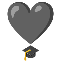 graduation cap and heart exclamation