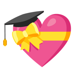 graduation cap and heart with ribbon