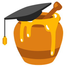 graduation cap and honey pot