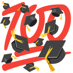 graduation cap and hundred points