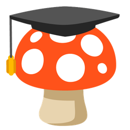 graduation cap and mushroom