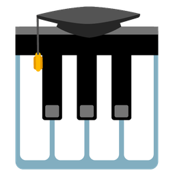 graduation cap and musical keyboard
