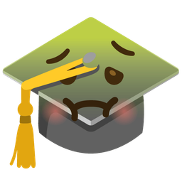 graduation cap and nauseated face