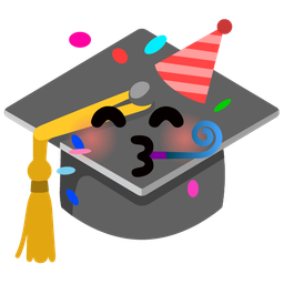 graduation cap and partying face