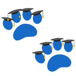 graduation cap and paw prints