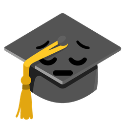 graduation cap and pensive face