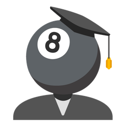 graduation cap and pool 8 ball