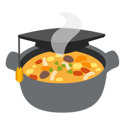 graduation cap and pot of food