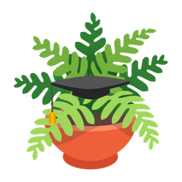 graduation cap and potted plant