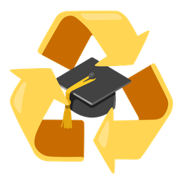 graduation cap and recycling symbol