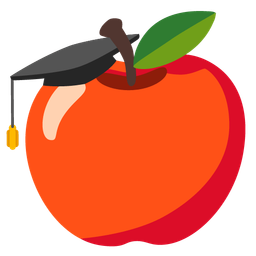graduation cap and red apple