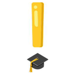 graduation cap and red exclamation mark