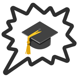 graduation cap and right anger bubble