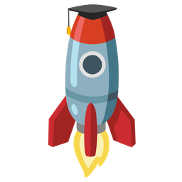 graduation cap and rocket