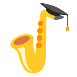 graduation cap and saxophone
