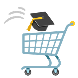 graduation cap and shopping cart