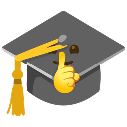 graduation cap and shushing face