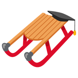 graduation cap and sled