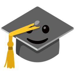 Graduation cap and Slightly smiling face