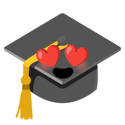 Graduation cap and Smiling face with heart-eyes