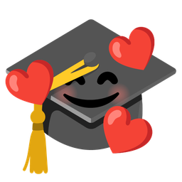 Graduation cap and Smiling face with hearts
